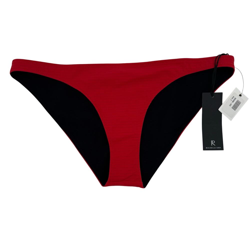 ROCHELLE SARA The Mercer Bikini Bottoms Size 2 Swim NWT Stripe Hibiscus Designer
